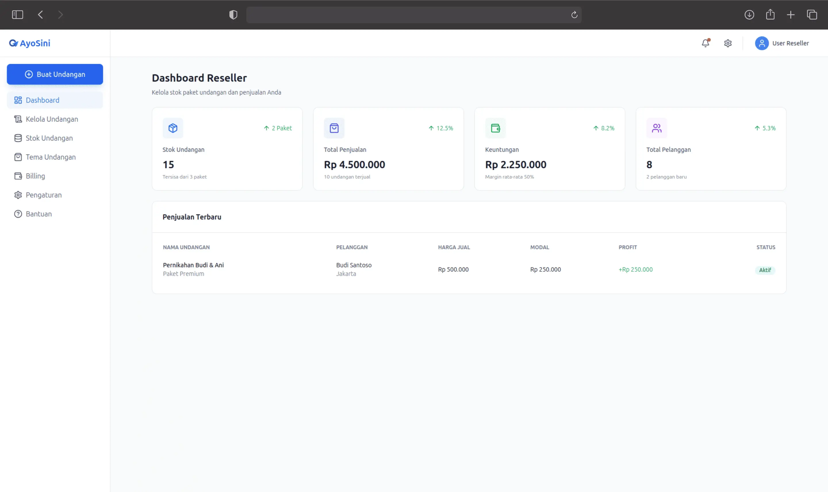 Dashboard Reseller Undangan Digital - Kelola Undangan Online dengan Mudah